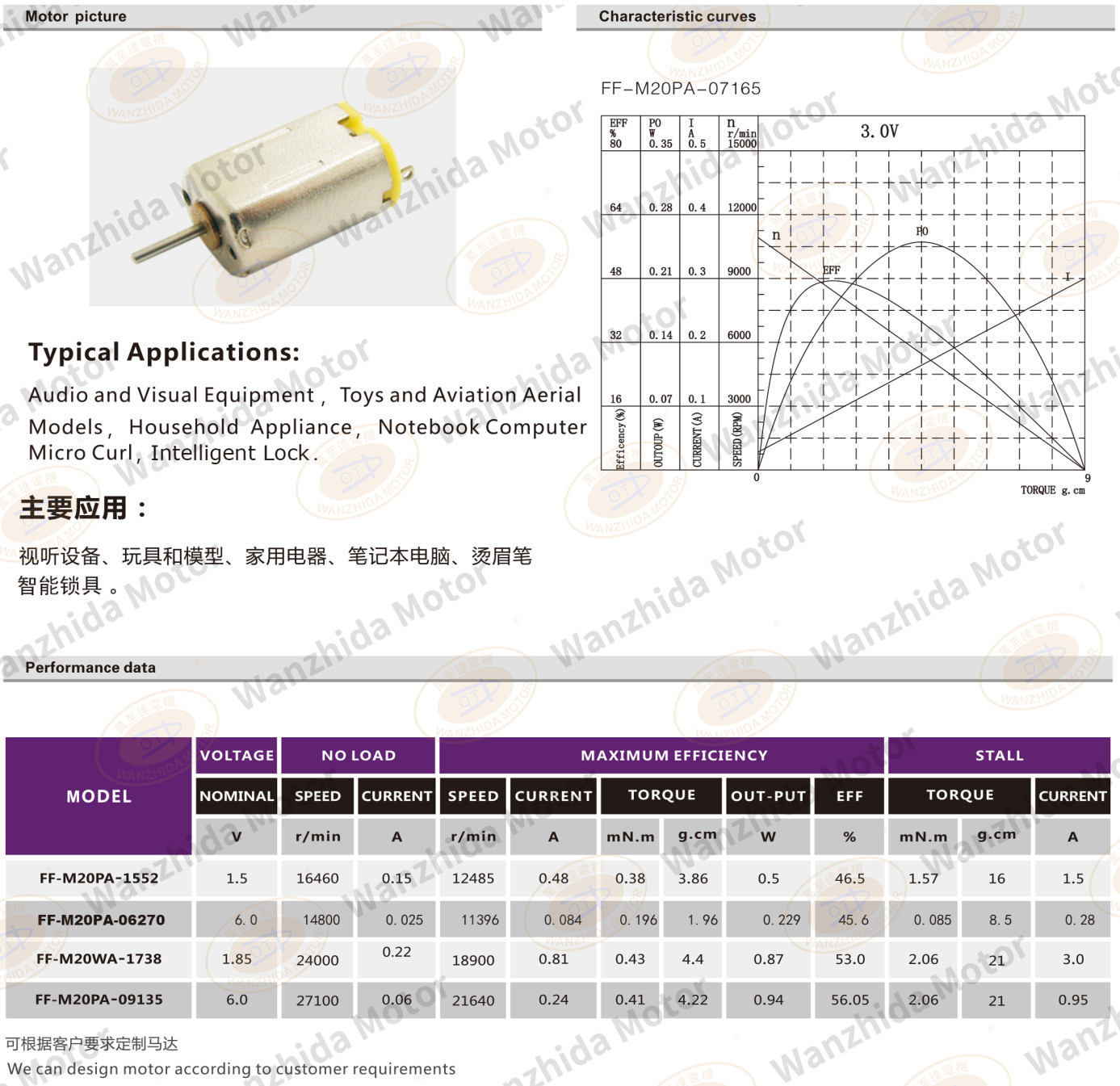 M20 Brush DC motor-wanzhida motor
